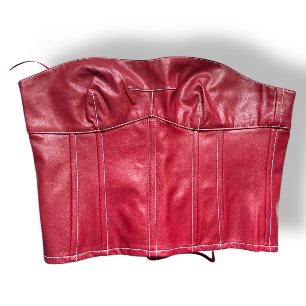 Red Leather Bustier Top